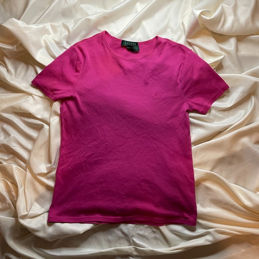 Pink Ralph Lauren Short Sleeve Casual Scoop Neck
